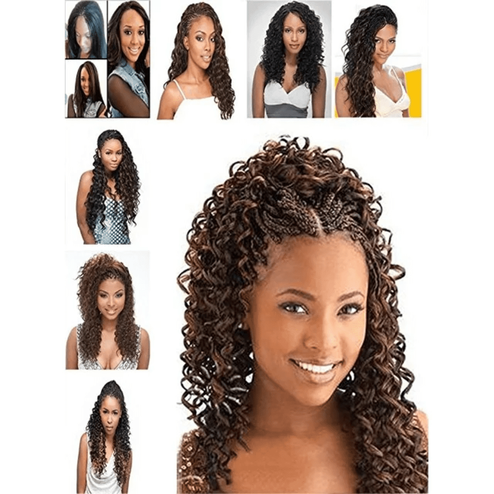 Wet N Wavy Bulk Virgin Remy Hair Synthetic Fibers for Box Braiding Crochet Braids Make Wave By Hot Water - 2 Pack DEAL Length 18 Inch ( #1B/350)