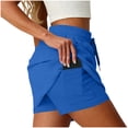 thumbnail image 6 of Women's Skorted Mini Skirts with Built-In Shorts & Hidden Pockets Tie Elastic Waist Skort Yoga Golf Sweatshorts (XL, Blue), 6 of 8