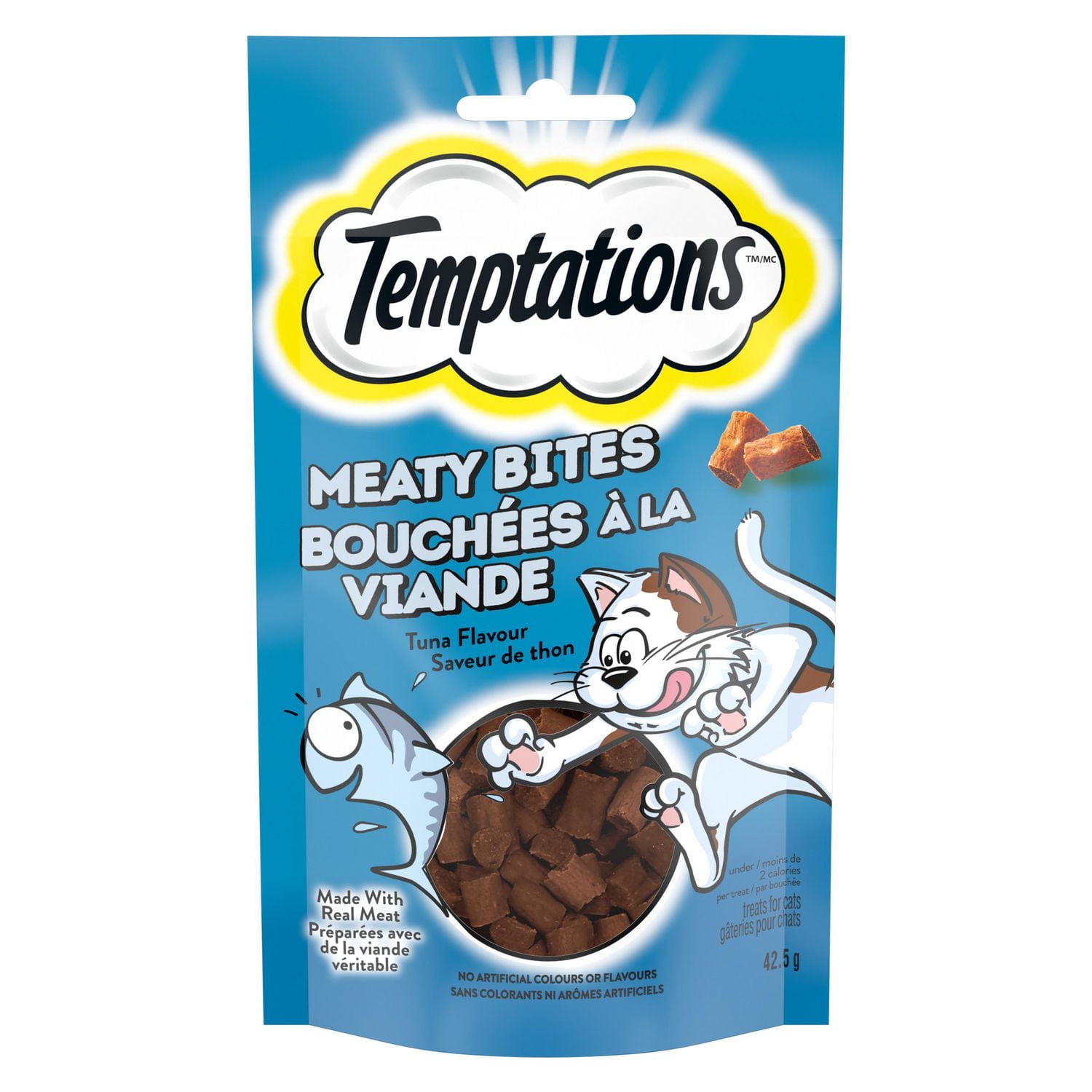 Gâteries pour chats TEMPTATIONS BOUCHÉES À LA VIANDE saveur de thon