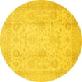 thumbnail image 1 of Ahgly Company Indoor Round Oriental Yellow Traditional Area Rugs, 7' Round, 1 of 4