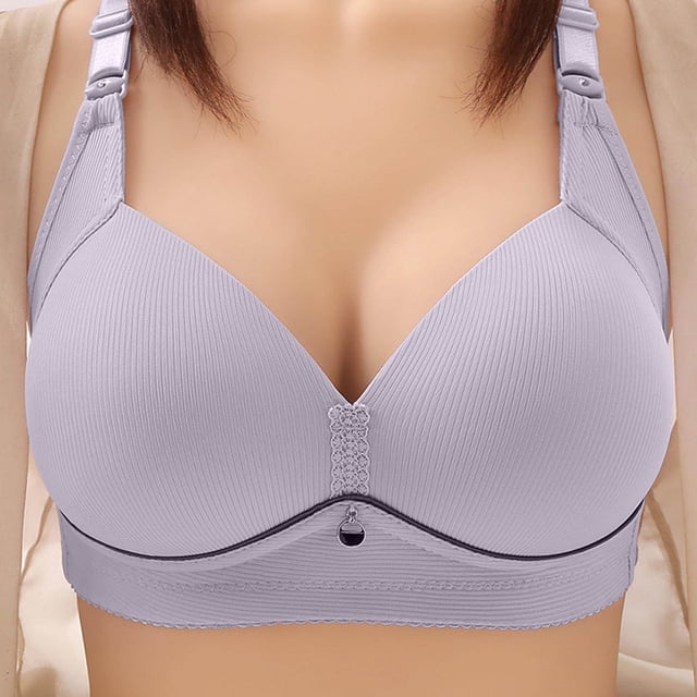 TIMIFIS Bras for Women Full Coverages Fashion Solid Color Gathered Together Large Size Daily Bra Underwear No Rims