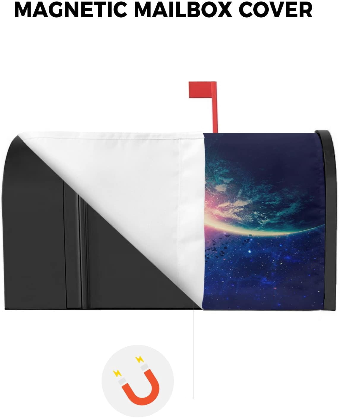 Mailbox Cover Magnetic Mailbox Wraps, Beautiful Outer Space Planet Mailbox Covers Large Size 21x25.5 Inch Mail Wrap Post Letter Box Decoration for Outdoor Gardern Yard