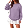thumbnail image 3 of Womens Oversized Sweatshirts Basic Solid Tops Fall Winter Clothes Crewneck Outfits Pullover, 340, 3 of 4