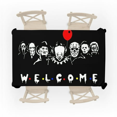 

JWZPujrd Horror Movie Table Cloth Rectangle Tablecloth 52 x 70 inches Stain and Wrinkle Resistant Washable Polyester Table Cover for Dining Room Party
