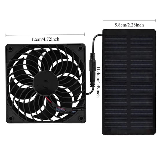 6 Inch 12V Solar Exhaust Fan Mini Ventilator Solar Panel Powered Fan Air Extractor for Dog Chicken House RV Greenhouse Fan ,High Performance