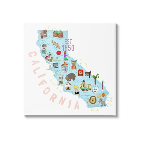 Stupell Industries California Tourist Spots State Travel & Places Painting Gallery Wrapped Canvas Print Wall Art