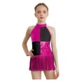 thumbnail image 4 of iiniim Girls Gymnastic Bodysuit Ballet Latin Tassel Dress Leotard Sequins Salsa Samba Dance Costume Hot Pink 12, 4 of 7