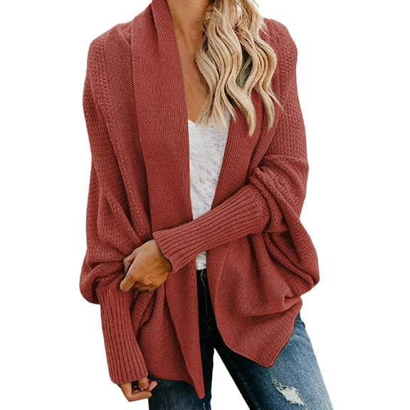 Cute Cardigans Women Bat Sleeve Long Sleeve Knitting Sweater Light Weight Cardigan