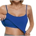 thumbnail image 2 of HAOTAGS Women's Ribbed Tank Top with Built in Bra Spaghetti Strap Tank Top Casual Yoga Padded Undershirts Blue Size M, 2 of 5