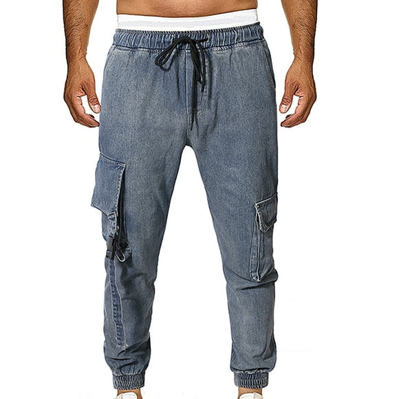 CEHVOM Men's Casual Sport Pants Jeans Fit Running Joggers Sweatpants Denim Trousers