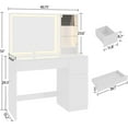 thumbnail image 2 of wanan 41" Vanity Desk with Power Outlet, Makeup Vanity with Mirror and Lights, 3 Lighting Modes, White Vanity Table with Glass Top, LED Glass Cabinet and Jewelry Storage, 2 of 9