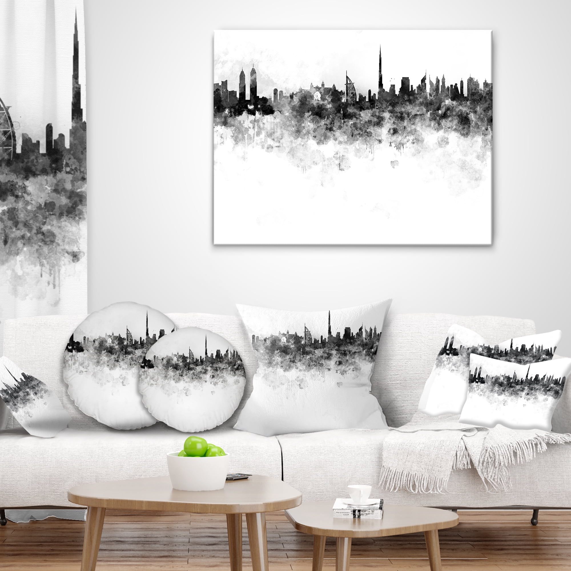 Designart Dubai Skyline - Cityscape Throw Pillow - 18x18