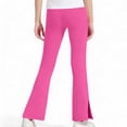 thumbnail image 4 of Girls Flare Leggings, Girl’s Side Split Elastic Waist Pull on Yoga Pants with Pockets , Pinky, 9-10 Years, 4 of 9