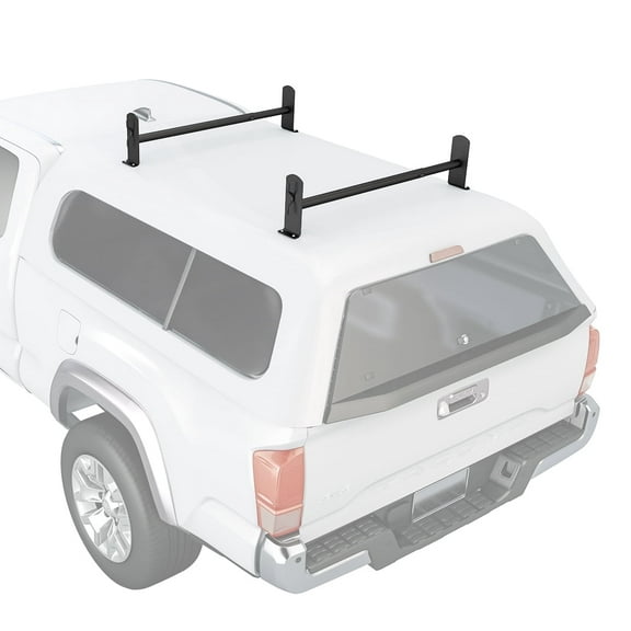 AA-Racks Model DX36 Universal Pickup Truck Cap & Topper 2 Bar Ladder Roof Van Rack System Adjustable Steel Cross Bars - Sandy Black