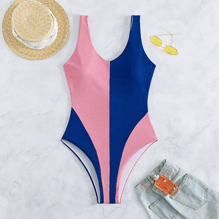 Discount Women's One Piece Bodysuit Colorblock Beachwear Strappy