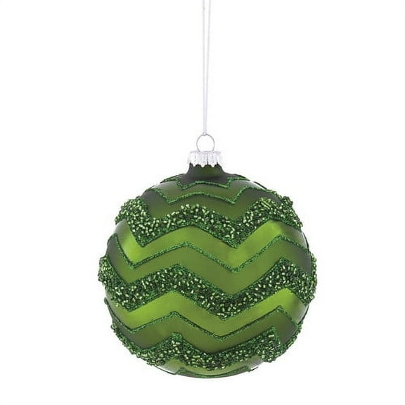 Evergreen Enterprises, Inc Emerald Glitter Chevron Glass Ball Ornament