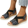 thumbnail image 4 of AOOCHASLIY Sandals Women's Sandals Printed Beach Slippers Summer Wedge Platform Arch Support Orthopedic Shoes, 4 of 5