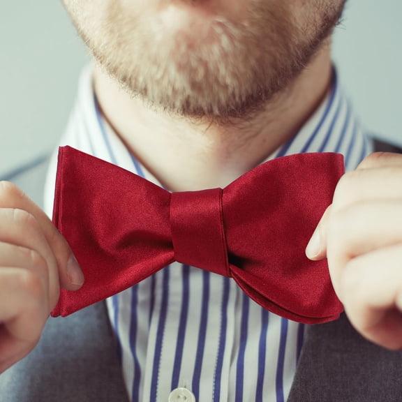 BESTYASH 1Pack Mens Bow Tie Red Adjustable Satin for Wedding Business Meetings Prom Banquet