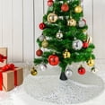 thumbnail image 2 of LanSuare Christmas Tree Skirt, 36Inch Sequin Xmas Tree Skirt, White Glittering Christmas Tree Cover Skirt Mat with Gold Star for Holiday Christmas Tree Ornaments, 2 of 7