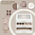 thumbnail image 2 of 3 Layer Jewelry Organizer Box with Glass Lids & 3 Drawers - Elegant Storage Solution for Necklace, Rings，Earrings, and Bracelets - Perfect for Women ASK-301 (White), 2 of 8