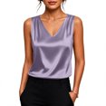 thumbnail image 2 of Womens Satin Tank Top Pleated Sleeveless Blouse Dressy Casual Crewneck Silk Shirts Business Summer Trendy Clothes XL, 2 of 6
