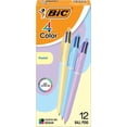thumbnail image 1 of BIC 4 Color Pastel Ballpoint Pen with 1.0 mm Medium Point, Retractable, 12-Count Pack in Assorted Ink_(red, green, blue, black ink), 1 of 3