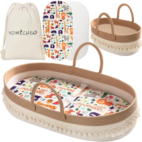 Cesta para Cambiar Bebé YOMECHEO Boho con Almohadillas Impermeables
