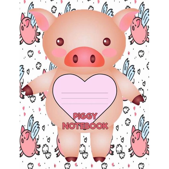 Piggy Notebook : Cute Pig Composition Book 7.44" x 9.69" 120 Pages 5 x 5 Graph Paper For Plotting Graphs (Paperback)