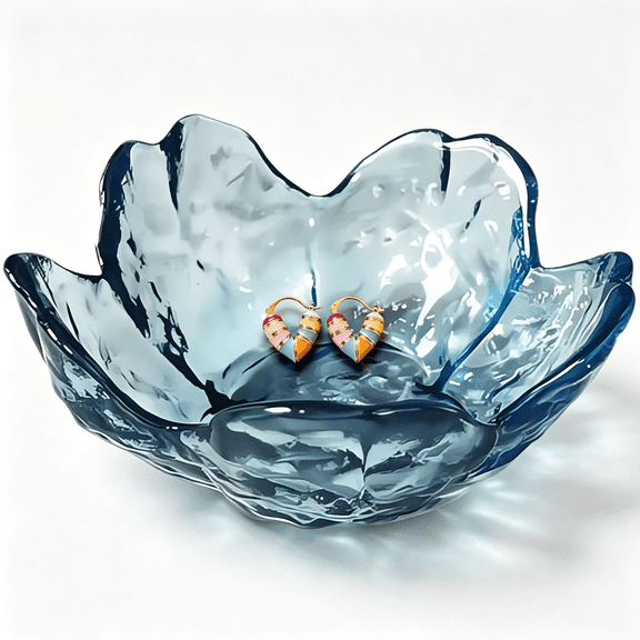 DESIGNICE Blue Crystal Flower Jewelry Ring Dish,Clear Trinket Bowl,Cute Nightstand Decor Ring Holder for Women,Home Decor Gifts for Women,Wedding,Birthday,Mother'S Day