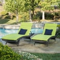 thumbnail image 2 of Noble House Salem Chaise Longue Extérieure en Osier Gris avec Coussin Vert (Ensemble de 2), 2 of 11