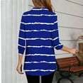 thumbnail image 5 of XPMWRP 3/4 Sleeve Tops for Women Striped Casual V-Neck Loose Fit Lapel Tshirts Work Lightweight Fall Trendy Business Blouses Basic Tees Blue XXL, 5 of 5