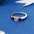 thumbnail image 4 of Gem Stone King 0.99 Ct Round Pink Created Sapphire Black Onyx 925 Sterling Silver Ring (Size 6), 4 of 4
