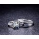 thumbnail image 2 of JeenMata Conjunto Nupcial de Moissanita de Corte Princesa de 2 Quilates - Conjunto Nupcial - Anillo de Compromiso - Anillo con Engaste de Canal - Anillo de Racimo - Oro Blanco de 18 K sobre Plata, 2 of 3