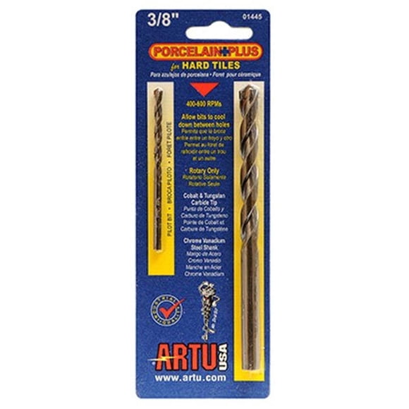 Broca ARTU-USA PORC+ para gres porcelánico de 3/8 pulgadas y Pilot de 5/32 pulgadas