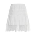thumbnail image 4 of Yartina Womens Y2k Lace Mini Skirt Sexy Pleated Ruffle Lace Trim Layered Flowy Short Skirts White XXL, 4 of 7