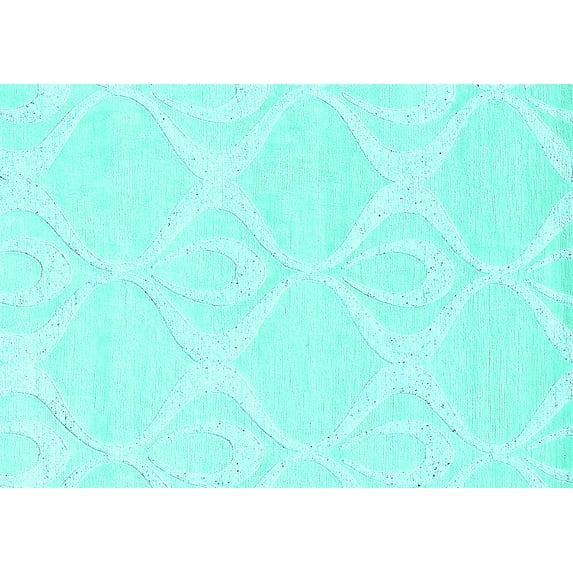 Ahgly Company Indoor Rectangle Solid Turquoise Blue Modern Area Rugs, 7' x 9'
