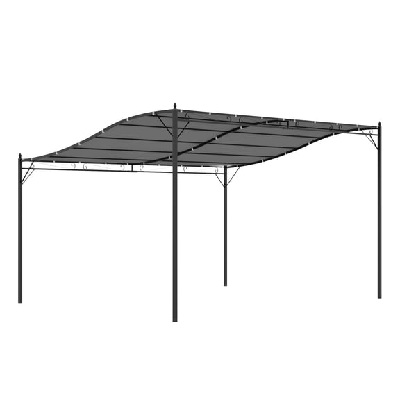 Homiyad 13' x 10' Outdoor Pergola Gazebo, Steel Patio Canopy with Weather-Resistant Fabric and Drainage Holes, Gray