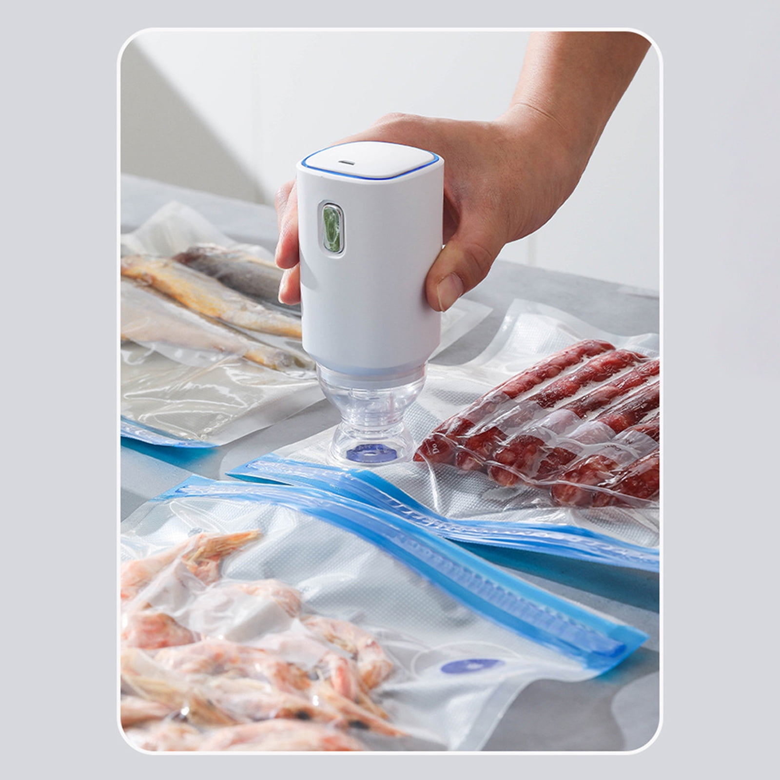 ZOURIH Vacuum Sealer Machine,1 Pcs Rechargeable Food Saver Vacuum Sealer Machine,Portable Handheld Food Sealer,White