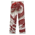 thumbnail image 4 of Red Paper Cut Dragon Art Winter Female Pants Flannel High Waist Women Pants Lady Warm Straight Leg Plush Trousers, 4 of 7