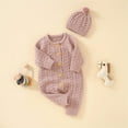 thumbnail image 6 of KAUOD Toddler Knit Jumpsuits with Hat Button down Crochet Ribbed Plain Sweater Rompers Baby Boys Thick Warm Bodysuits, 6 of 9