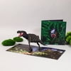 Coerni Dinosaur Cartoon 3D Greeting Card Train Stereo Greeting Card Paper Sculpture Handmade Creative Blessing Message Card