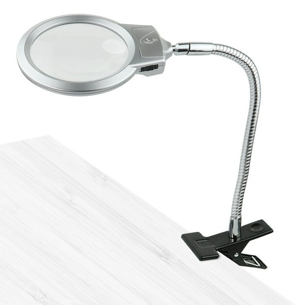 Lámpara de mesa Lupa LED, Abrazadera de clip de escritorio Lupa flexible Herramienta de reparación de reloj de joyería ajustable Luz LED ajustable para lectura