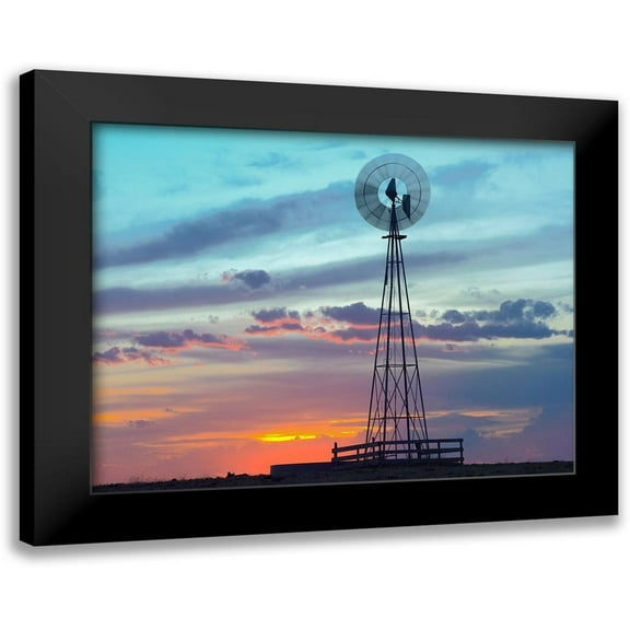 Fitzharris, Tim 14x12 Black Modern Framed Museum Art Print Titled - Windmil near Marble Falls-Texas