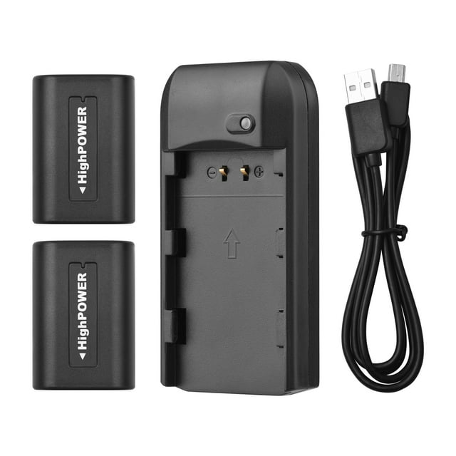 Mistaha NP-FV5 Battery Charger with LED Indicator Light + 2pcs NP-FV5 PLUS Batteries 3.7V 1000mAh