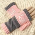 thumbnail image 2 of Womens Gloves Fingerless Gloves 8 Color Knitted Half Finger Gloves With Fashionable Letter Design For Daily Use Winter Gloves, 2 of 3