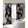 thumbnail image 3 of Spring Flowers Blackout Curtains for Bedroom Living Room, Blue Purple White Rose Floral Plant Black 90 In Long Thermal Insulated Room Darkening Drapes Grommet Window Treatments, 52 x 90 In, 3 of 9