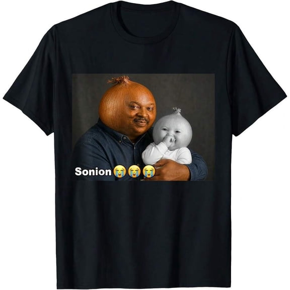 【New Arrival】Sonion Pun Cartoon Father & Baby Onion Head Graphic T-Shirt, Unisex Cotton Crew Neck Funny Dad Meme Casual Tee, Father’s Day Novelty Gift