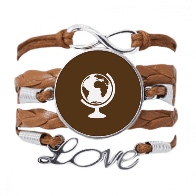 La geografía de la tierra región del mundo Pulsera de cuero Negro trenzado pulsera de cuerda de amor Unbranded M