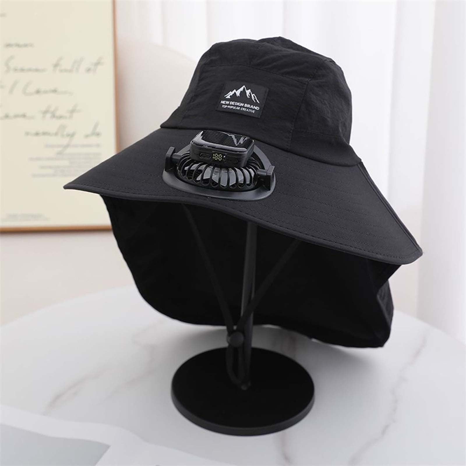 TINZ Solar Fan Bucket Hat For Men Women UPF50+ Sun Wide Brim