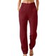thumbnail image 1 of Pantalones casuales de cintura media para mujer - Estampado de cuadros con ribete de encaje floral - Poliéster elástico y transpirable para el día a día y el descanso, 1 of 5